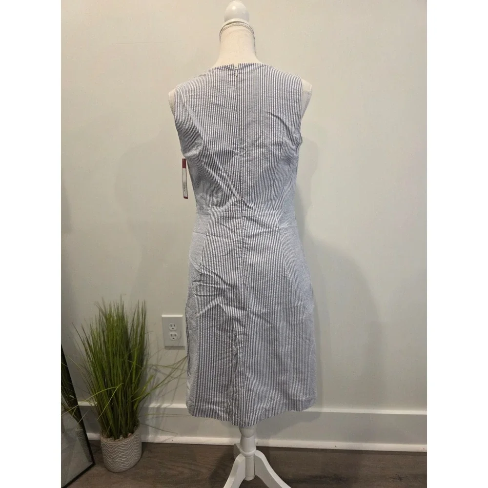 NWT Merona 2014 Size 6 Blue and White Pinstripe‎ 100% Cotton Sleeveless Dress